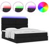 vidaXL Οθωμανικό κρεβάτι με στρώμα & LEDs Μαύρο ύφασμα 160x200cm
