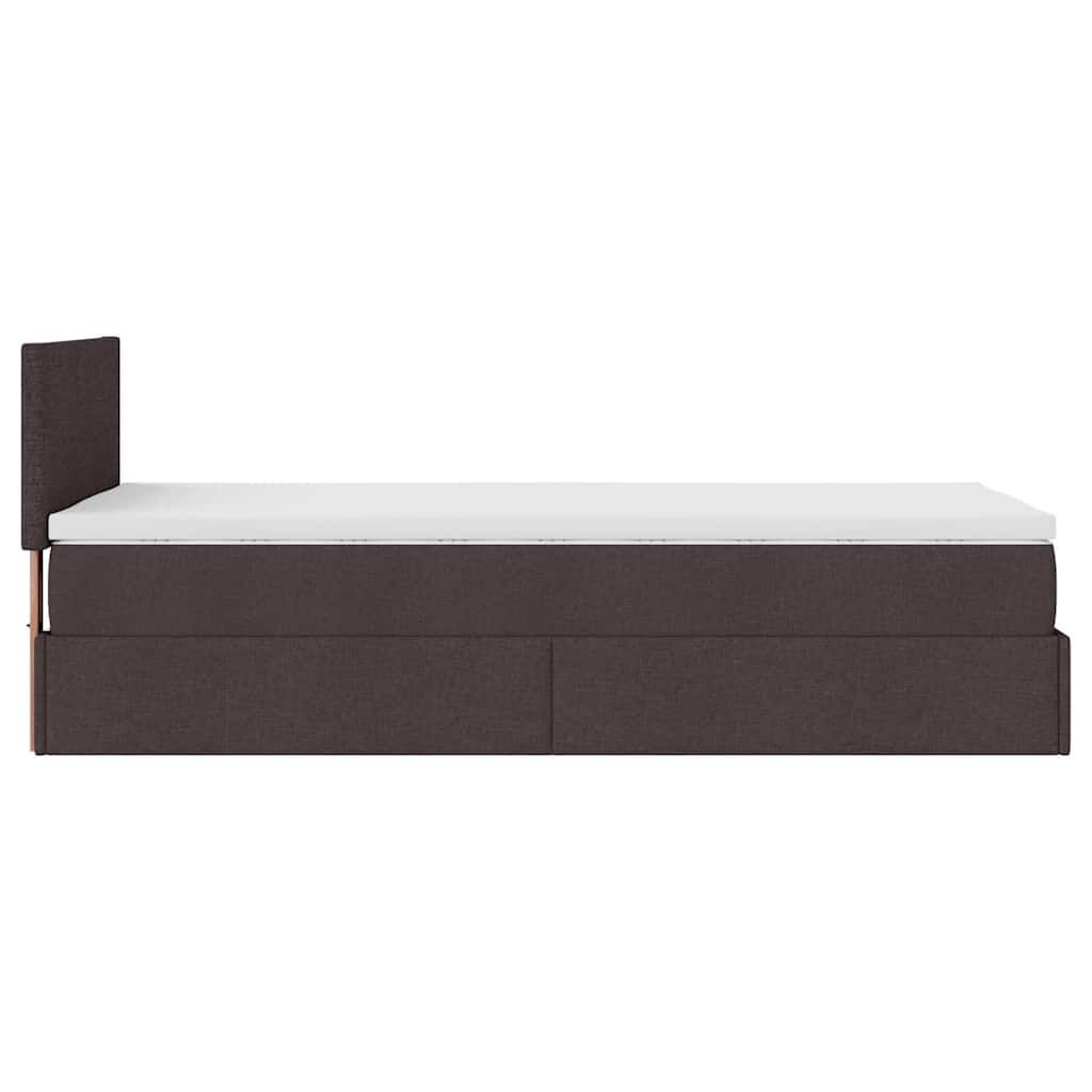 vidaXL Οθωμανικό κρεβάτι με στρώμα σκούρο καφέ 90x190cm ύφασμα