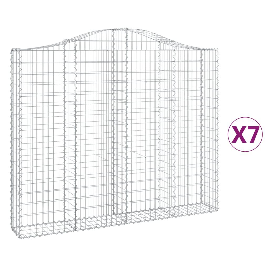 vidaXL Συρματοκιβώτια Τοξωτά 7 τεμ. 200x30x160/180 εκ. Γαλβαν. Ατσάλι