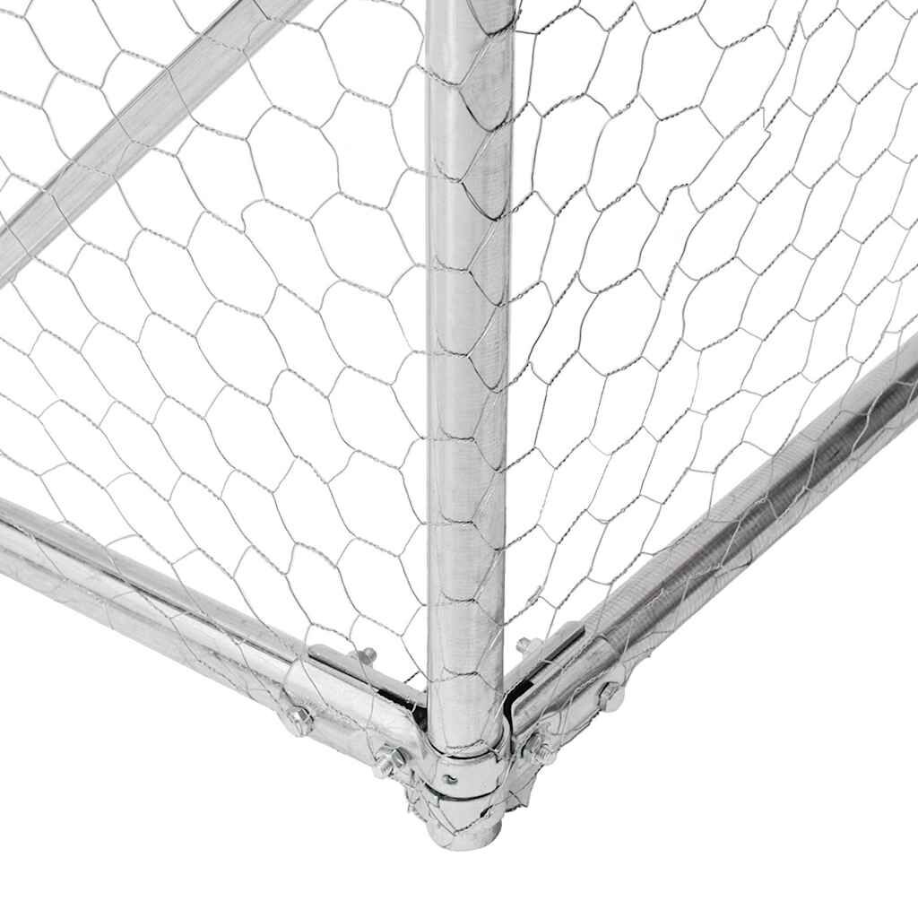 vidaXL Κλουβί Σκύλου Εξωτερ. Χώρου με τρεχάλα 4x3x1,9μ. Γαλβαν. Ατσάλι