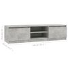 vidaXL Έπιπλο Τηλεόρασης Γκρι Σκυροδέματος 140x40x35,5 εκ. Επεξ. Ξύλο