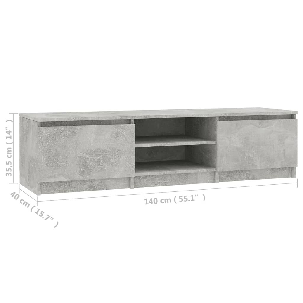 vidaXL Έπιπλο Τηλεόρασης Γκρι Σκυροδέματος 140x40x35,5 εκ. Επεξ. Ξύλο