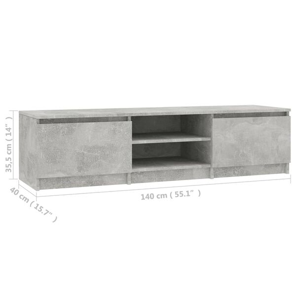 vidaXL Έπιπλο Τηλεόρασης Γκρι Σκυροδέματος 140x40x35,5 εκ. Επεξ. Ξύλο
