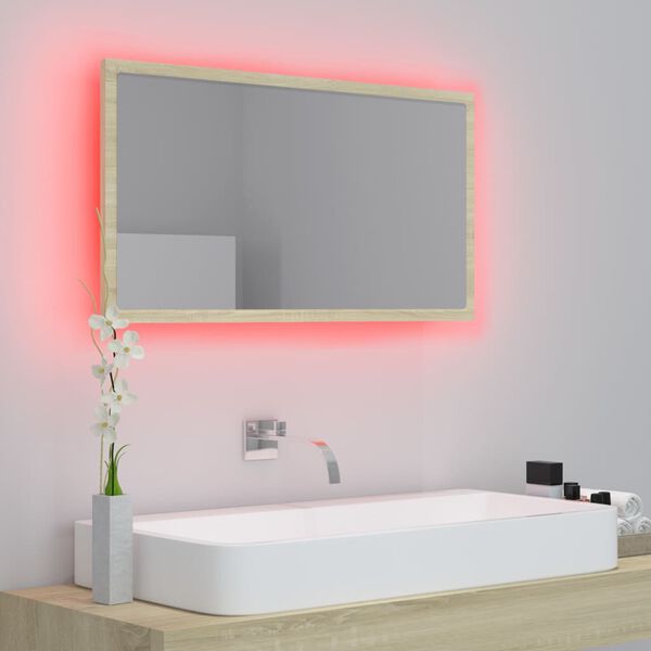 vidaXL Καθρέφτης Μπάνιου με LED Sonoma Δρυς 80x8,5x37 εκ. Ακρυλικός