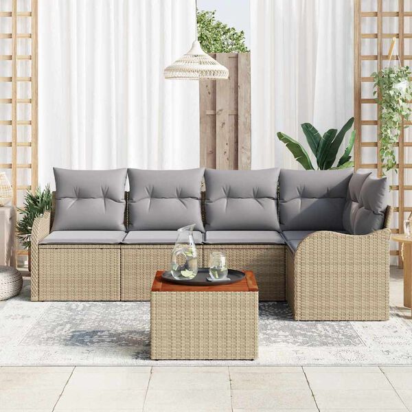 vidaXL Σετ Καναπέ Κήπου 6 pcs μπεζ και ανοιχτό γκρι