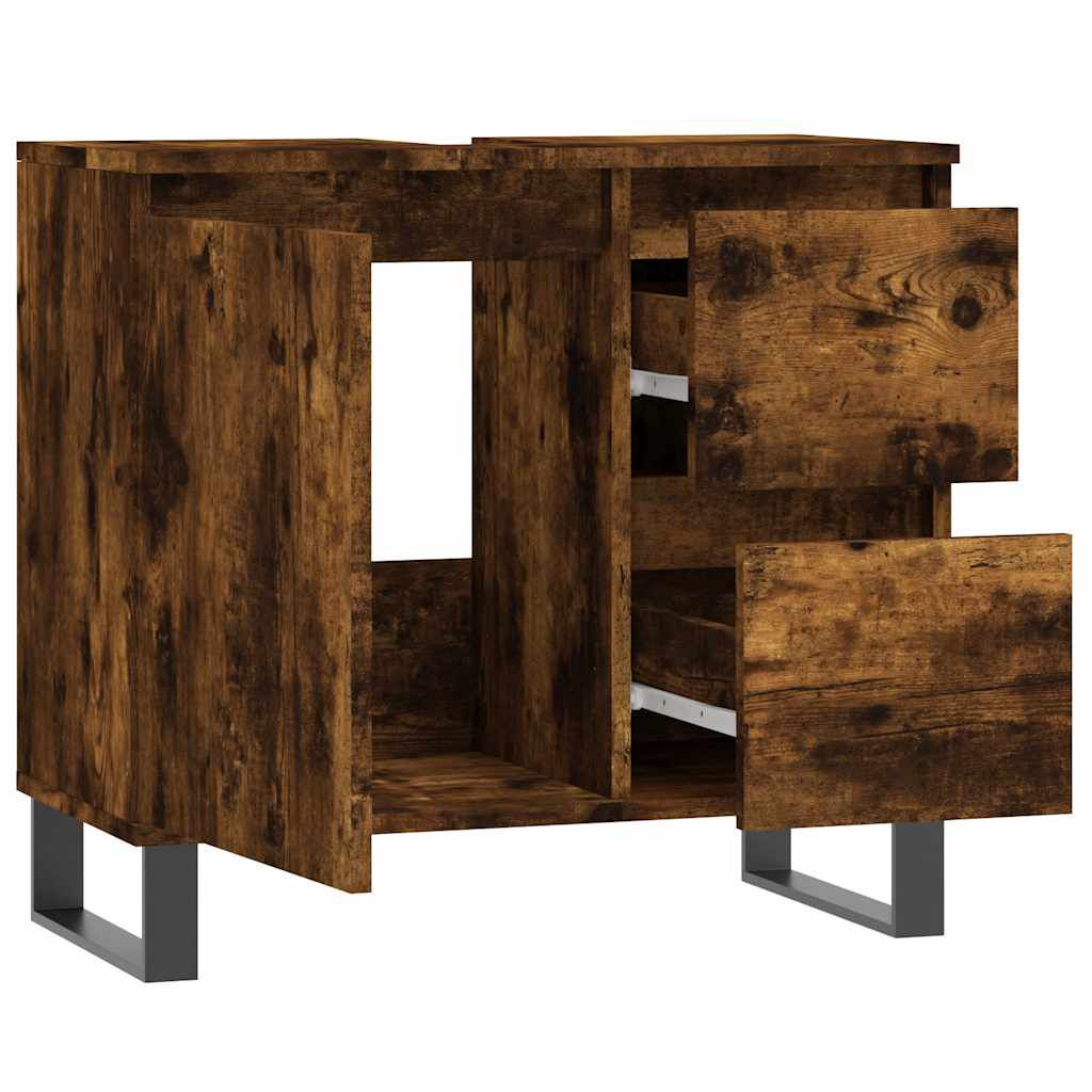 vidaXL Ντουλάπι Μπάνιου Καπνιστή Δρυς 65x33x60 εκ. Επεξεργασμένο Ξύλο