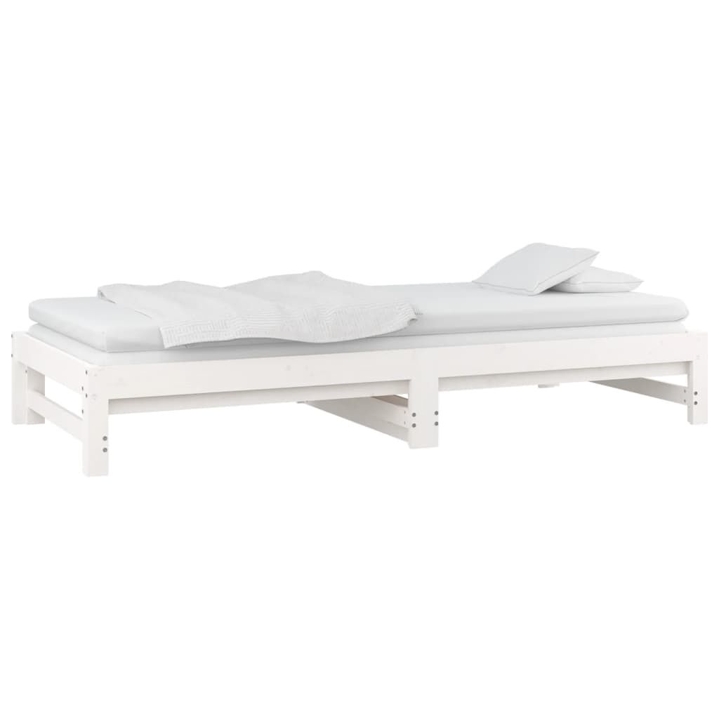 vidaXL Καναπές Κρεβάτι Συρόμενος Λευκός 2x(90x200) εκ. Μασίφ Πεύκο