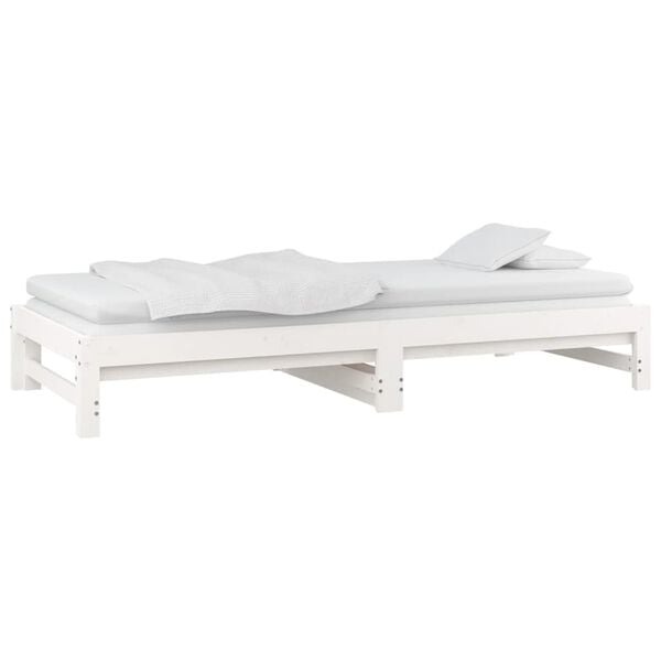 vidaXL Καναπές Κρεβάτι Συρόμενος Λευκός 2x(90x200) εκ. Μασίφ Πεύκο