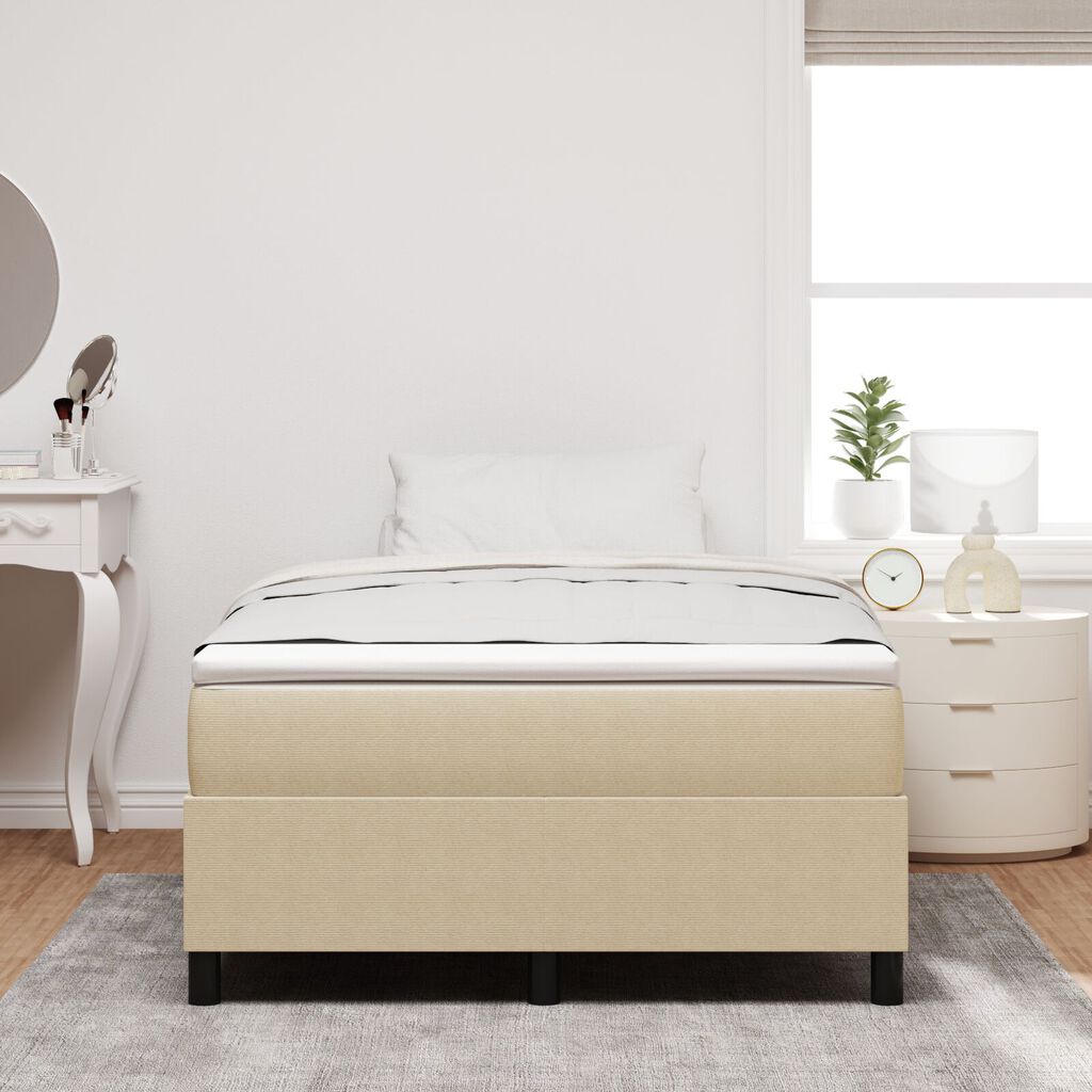vidaXL Κρεβάτι Box Spring με Στρώμα Λευκό Γκρι 120x200 εκ. Ύφασμα Κοτλέ