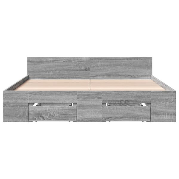 vidaXL Πλαίσιο Κρεβατιού με συρτάρια Γκρι sonoma 120x190εκ. Επεξ. Ξύλο