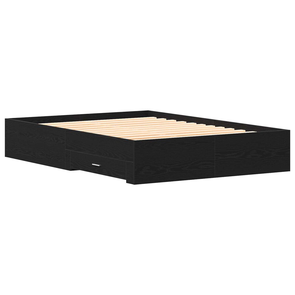 vidaXL Κρεβάτι με Συρτάρια Μαύρο Δρυς 135x190 εκ. Μηχανικά Ξύλα