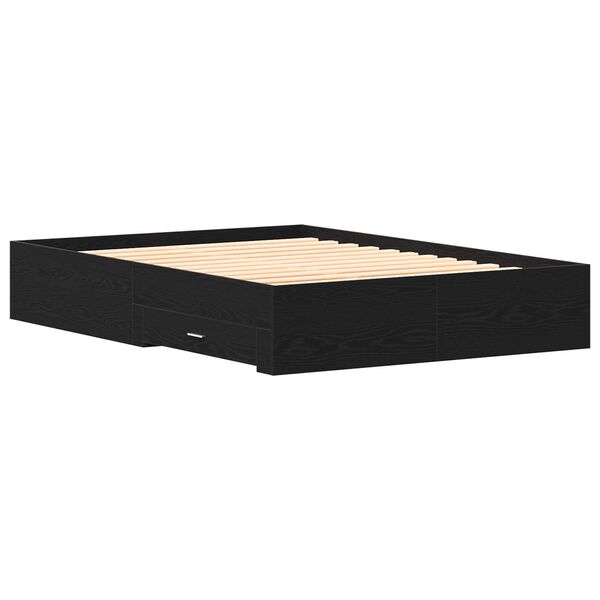vidaXL Κρεβάτι με Συρτάρια Μαύρο Δρυς 135x190 εκ. Μηχανικά Ξύλα