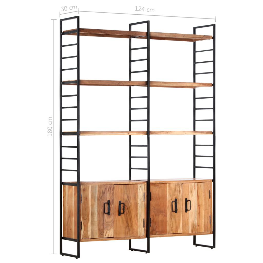 vidaXL Βιβλιοθήκη με 4 Επίπεδα 124 x 30 x 180 εκ. Μασίφ Ξύλο Ακακίας