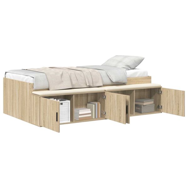 vidaXL Κρεβάτι με αποθηκευτικό χώρο Sonoma Δρυς 75 x 190 cm