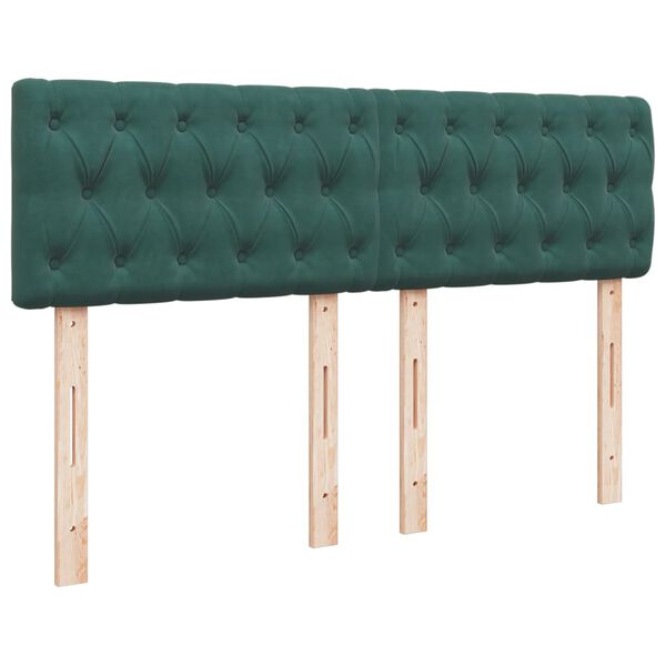 vidaXL Κρεβάτι Boxspring με Στρώμα Σκούρο Πράσινο 160x200εκ. Βελούδινο
