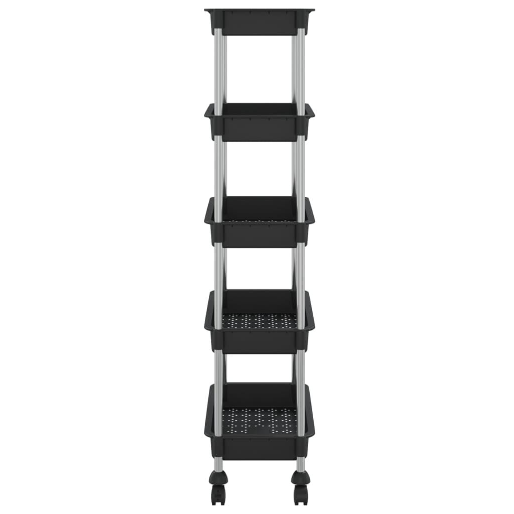 vidaXL Τρόλεϊ Κουζίνας 5 Επιπέδων Μαύρο 42 x 29 x 128 εκ. Σίδερο/ABS