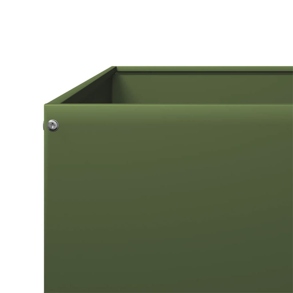 vidaXL Ζαρντινιέρα Υπερυψωμένη Λαδί 100x100x33,5 εκ. Ατσάλι