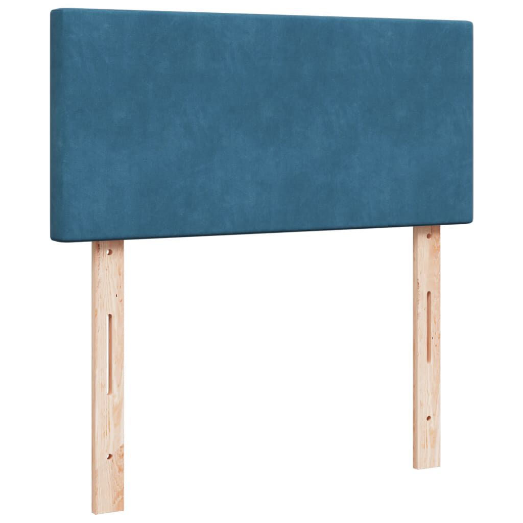 vidaXL Κρεβάτι Boxspring με Στρώμα Σκούρο Μπλε 90x200 εκ. Βελούδινο