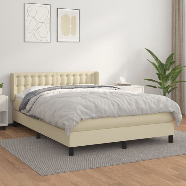 vidaXL &Kappa;&rho;&epsilon;&beta;ά&tau;&iota; Boxspring &mu;&epsilon; &Sigma;&tau;&rho;ώ&mu;&alpha; &Kappa;&rho;&epsilon;&mu; 140x200&epsilon;&kappa;. &alpha;&pi;ό &Sigma;&upsilon;&nu;&theta;&epsilon;&tau;&iota;&kappa;ό &Delta;έ&rho;&mu;&alpha;