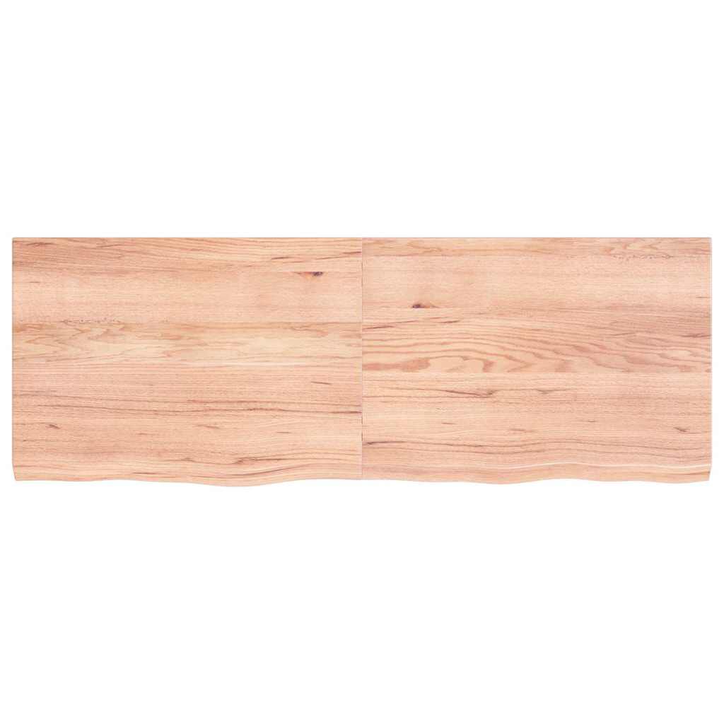 vidaXL Ράφι Τοίχου Ανοιχτό Καφέ 140x50x(2-4)εκ. Επεξ. Μασίφ Ξύλο Δρυός