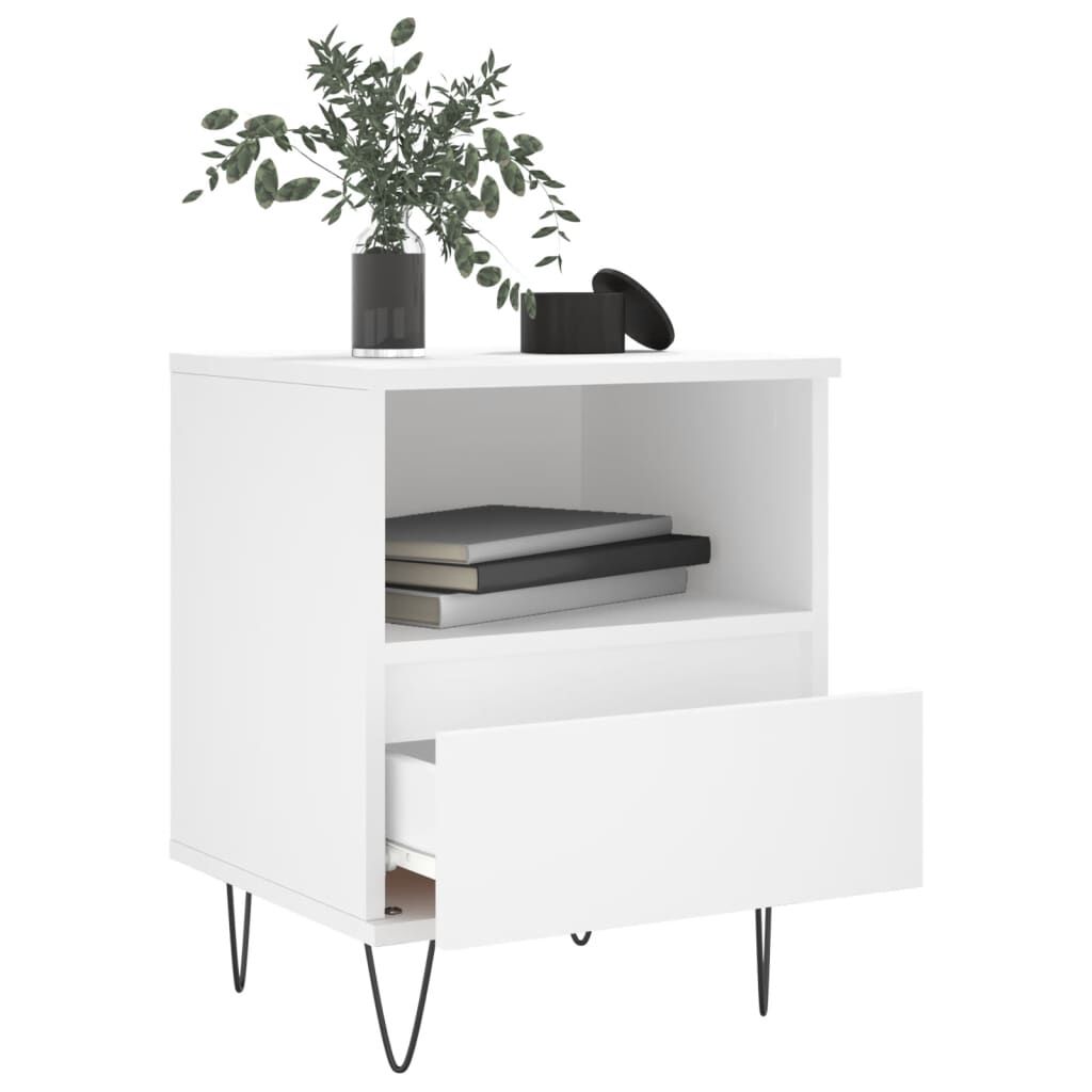 vidaXL Κομοδίνα Λευκά 2 τεμ. 40 x 35 x 50 εκ. από Επεξεργασμένο Ξύλο