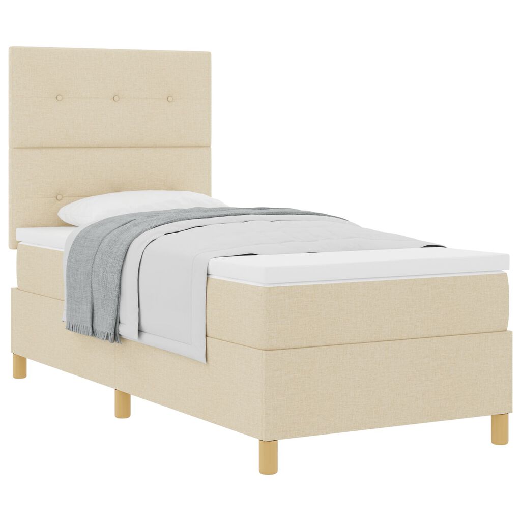 vidaXL Κρεβάτι με Ελατήριο και Στρώμα Κρεμ 100x200 cm Υφασμα