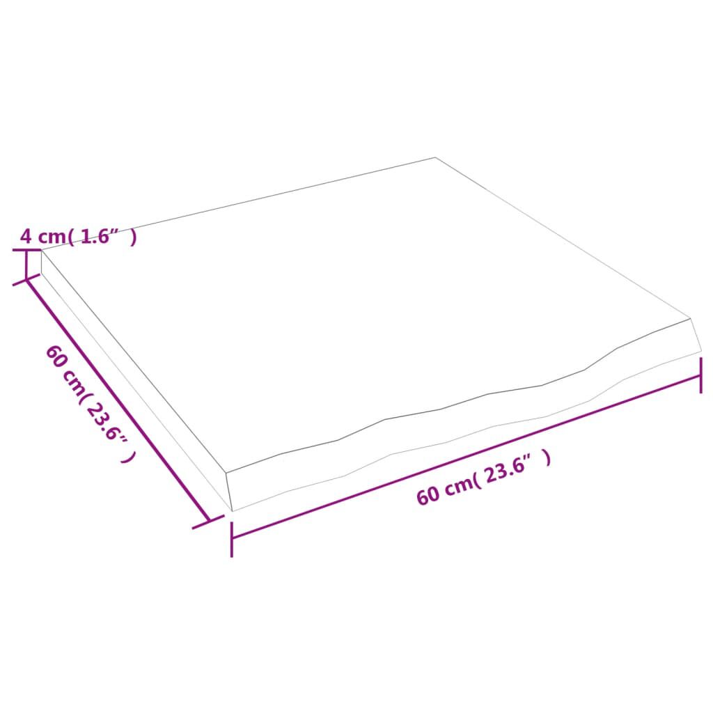 vidaXL Επιφάνεια Τραπεζιού 60x60x(2-4) εκ Ακατέργαστο Μασίφ Ξύλο Δρυός