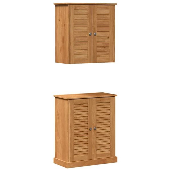 vidaXL Σετ Επίπλων Μπάνιου με ράφι 2 pcs Καφέ 67.5 x 34 x 80 εκ.