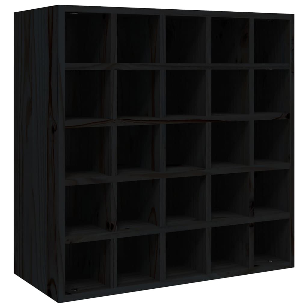 vidaXL Κάβα Κρασιών Μαύρη 56 x 25 x 56 εκ. από Μασίφ Ξύλο Πεύκου