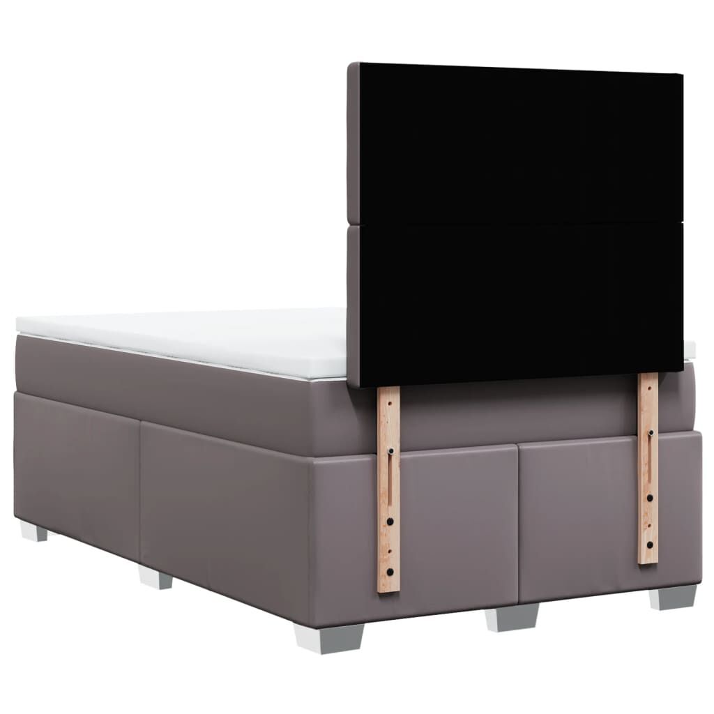 vidaXL Κρεβάτι Boxspring με Στρώμα Γκρι 120x200εκ. από Συνθετικό Δέρμα