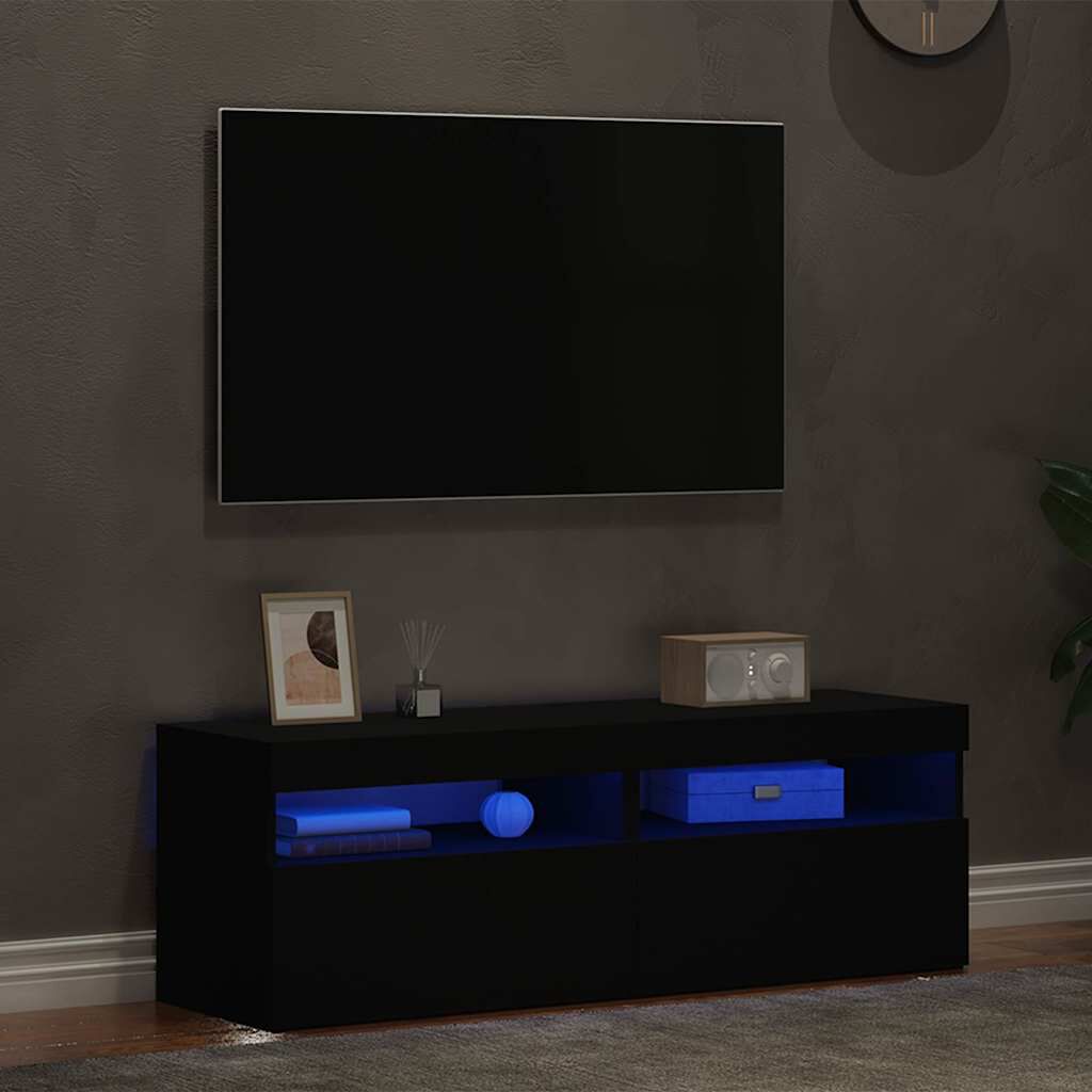 vidaXL Έπιπλα Τηλεόρασης με LED 2 τεμ. Μαύρα 60 x 35 x 40 εκ.