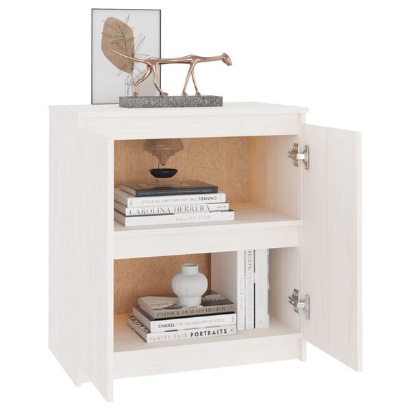 vidaXL Βοηθητικό Ντουλάπι Λευκό 60 x 36 x 65 εκ. από Μασίφ Ξύλο Πεύκου