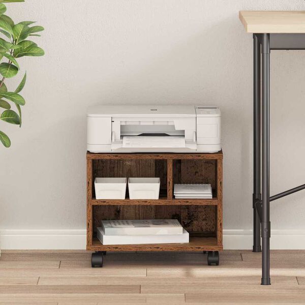 vidaXL Σταντ Εκτυπωτή με αποθήκευση Παλαιό ξύλο 41 x 32 x 33.5 εκ.