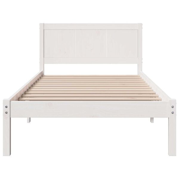 vidaXL Σκελετός Κρεβατιού Λευκό 90 x 200 cm Μασίφ ξύλο πεύκου