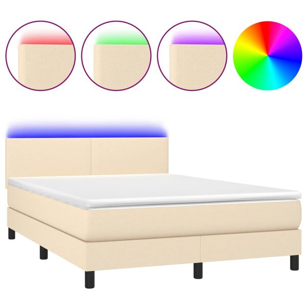 vidaXL &Kappa;&rho;&epsilon;&beta;ά&tau;&iota; Boxspring &mu;&epsilon; &Sigma;&tau;&rho;ώ&mu;&alpha; & LED &Kappa;&rho;&epsilon;&mu; 140x200 &epsilon;&kappa;. &Upsilon;&phi;&alpha;&sigma;&mu;ά&tau;&iota;&nu;&omicron;