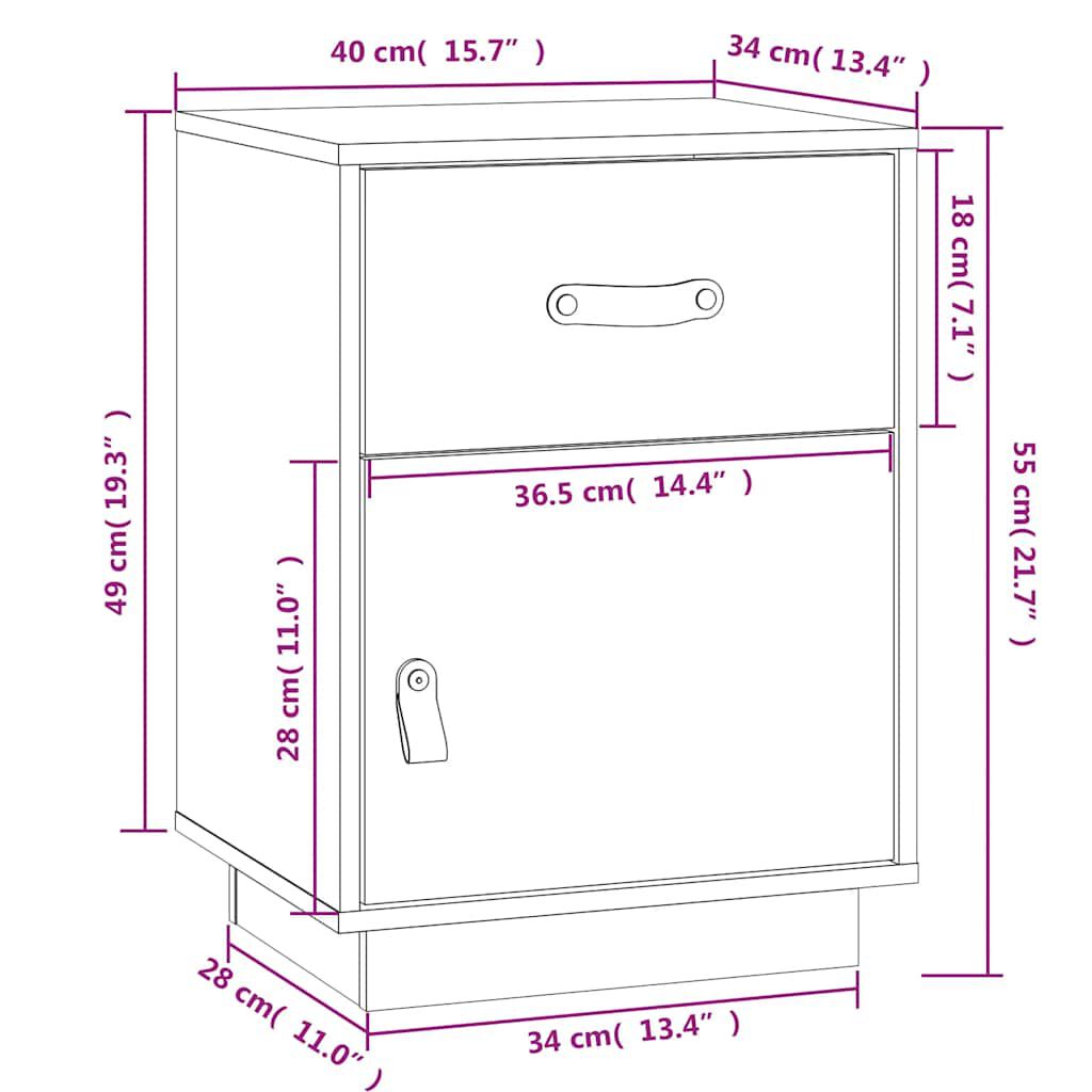 vidaXL Κομοδίνα 2 τεμ. Γκρι 40 x 34 x 55 εκ. από Μασίφ Ξύλο Πεύκου