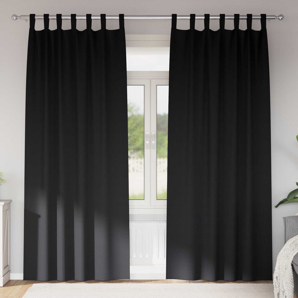 vidaXL Κουρτίνες με κουρτίνες 2 pcs Μαύρο 245 x 140 εκ. Πολυεστέρας