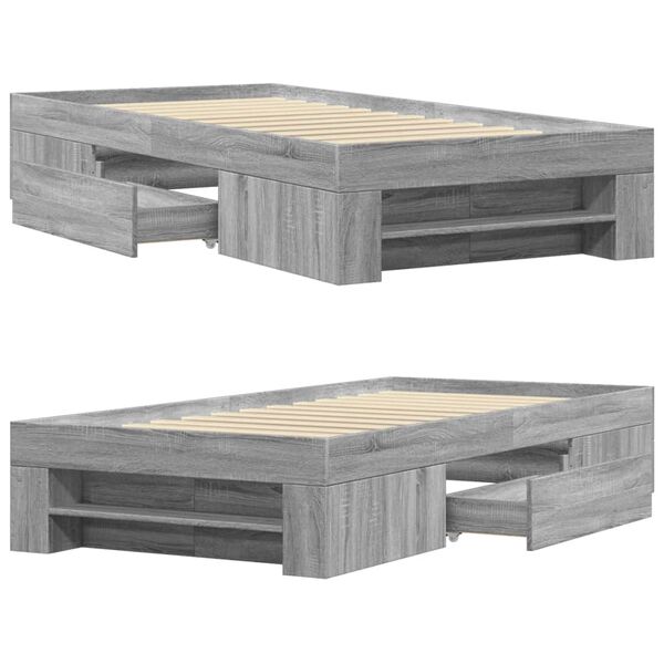 vidaXL Πλαίσιο Κρεβατιού Γκρι Sonoma 100x200 εκ. Επεξεργασμένο Ξύλο