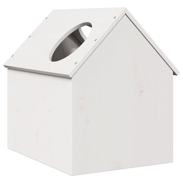 vidaXL σπιτάκι για γάτες λευκό 41x50x50 cm από μασίφ ξύλο πεύκο