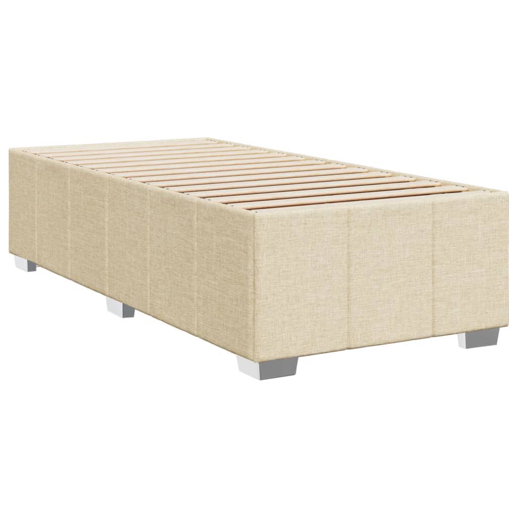 vidaXL Κρεβάτι Boxspring με Στρώμα Κρεμ 90x200 εκ.Υφασμάτινο