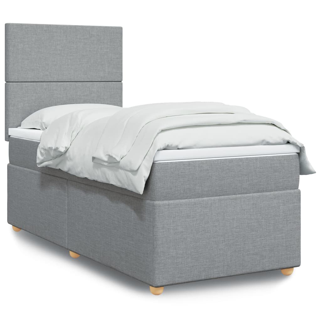 vidaXL Κρεβάτι Boxspring με Στρώμα Ανοιχτό Γκρι 80x200 εκ. Υφασμάτινο