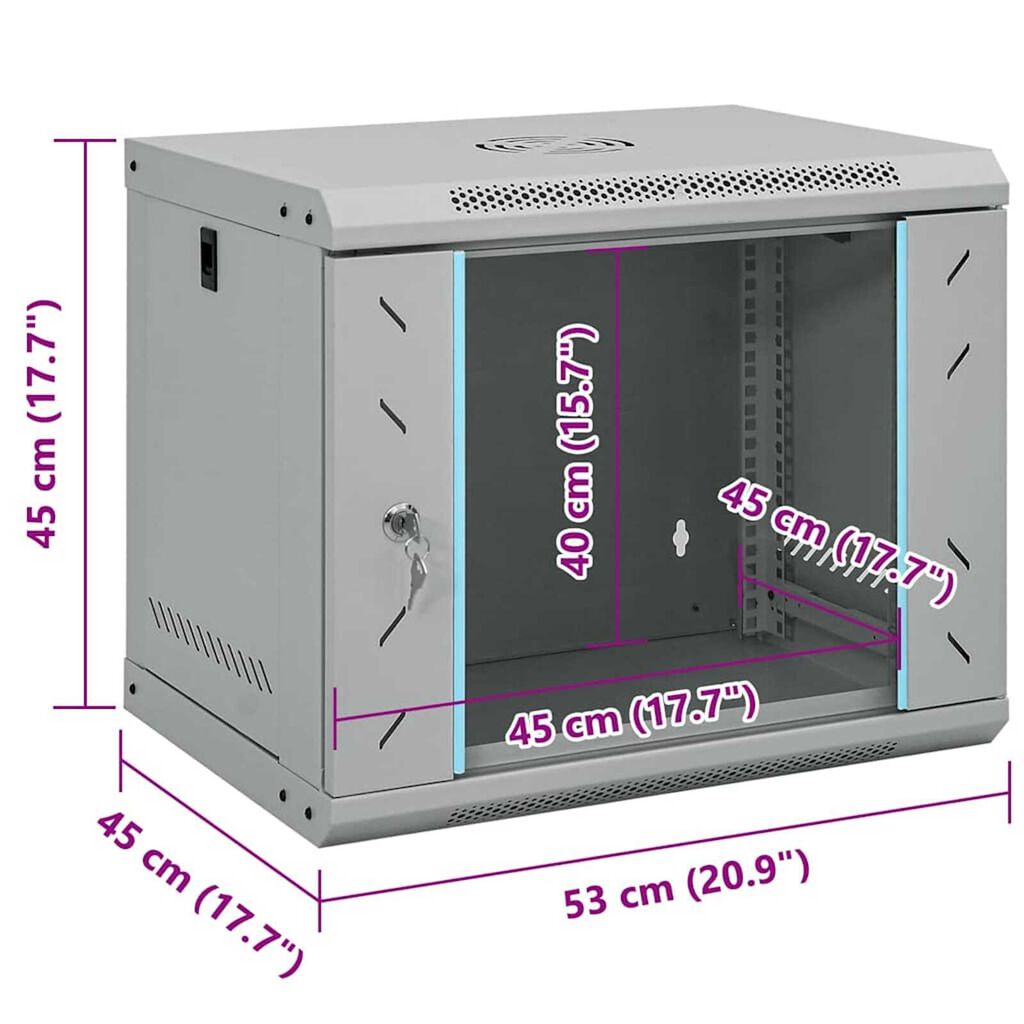 vidaXL Ντουλάπα δικτύου με αποθήκευση Γκρι 53 x 45 x 45 εκ Ατσάλι