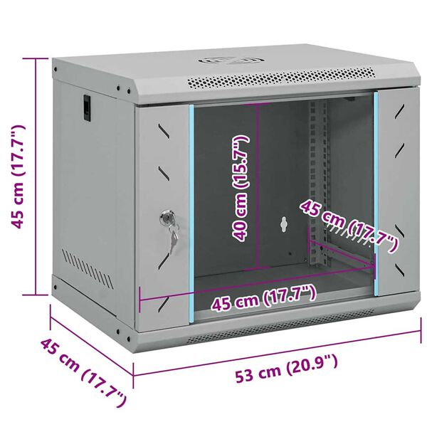 vidaXL Ντουλάπα δικτύου με αποθήκευση Γκρι 53 x 45 x 45 εκ Ατσάλι