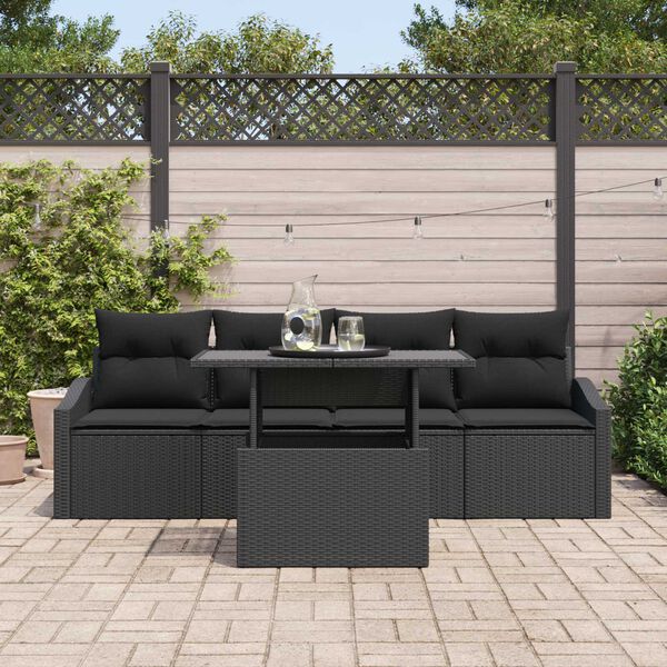 vidaXL Σετ Καναπέ Κήπου με αποθήκευση 5 pcs Μαύρο Πολυ ράταν