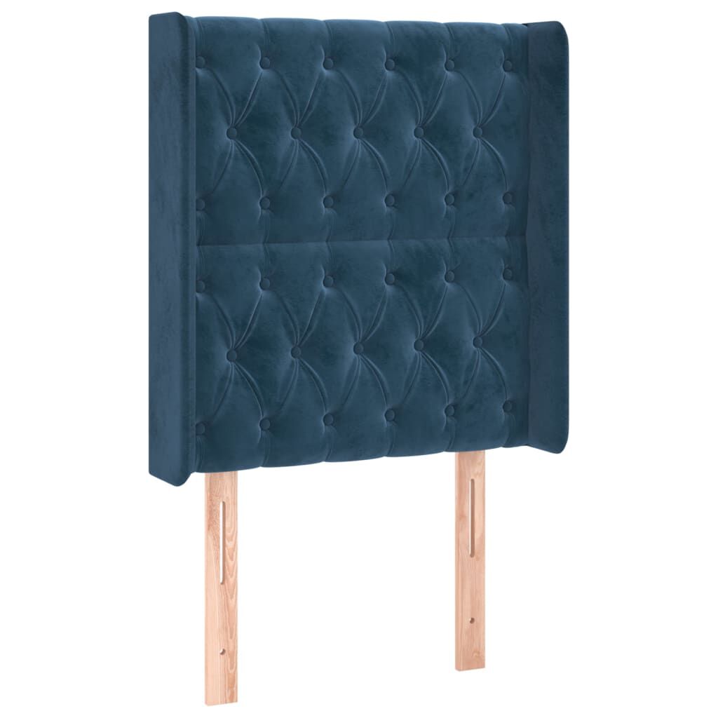 vidaXL Κεφαλάρι με Πτερύγια Σκούρο Μπλε 83x16x118/128 εκ. Βελούδινο