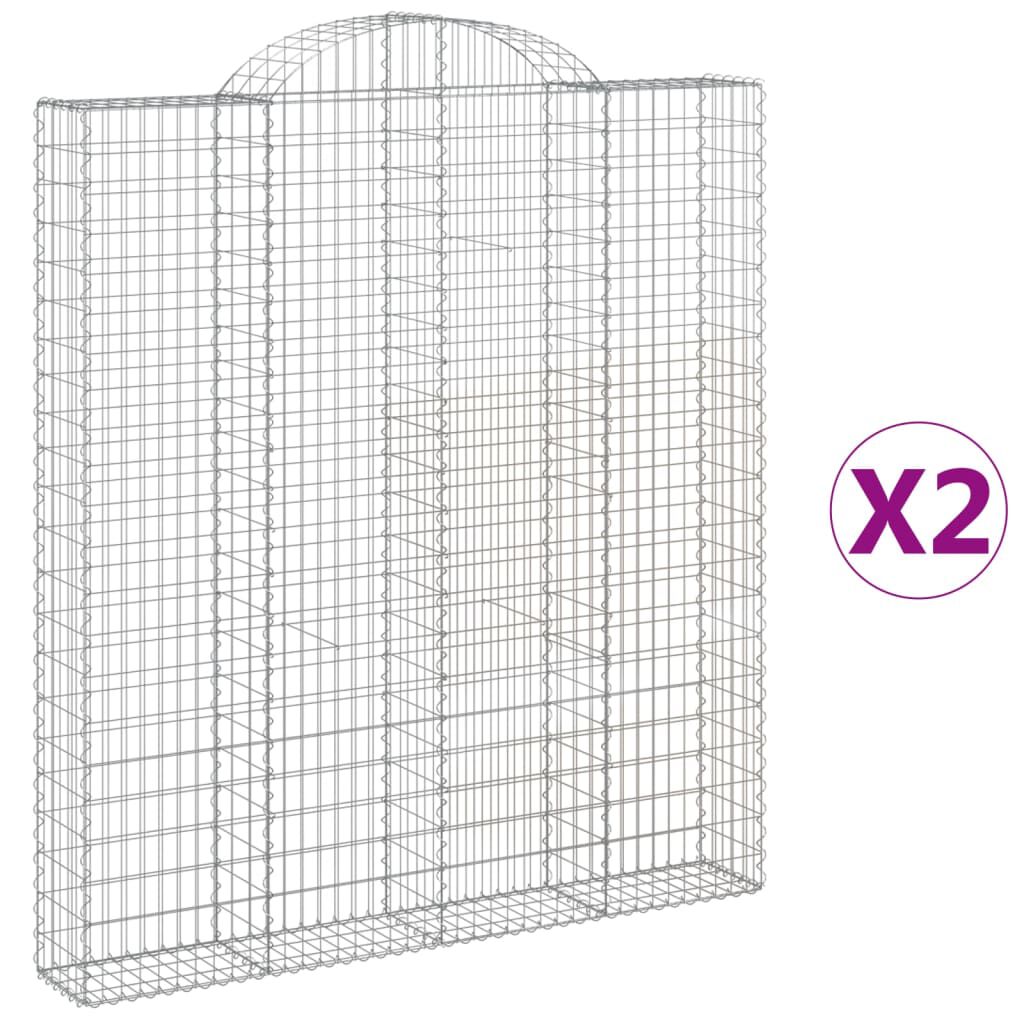 vidaXL Συρματοκιβώτια Τοξωτά 2 τεμ. 200x30x220/240 εκ. Γαλβαν. Ατσάλι