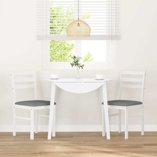 vidaXL Καρέκλες τραπεζαρίας με μαξιλάρια 2 τεμάχια Λευκό μασίφ ξύλο