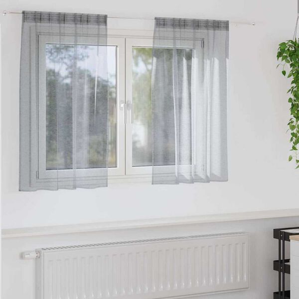 vidaXL Κουρτίνες με κουρτίνες 2 pcs Σκούρο γκρι Πολυεστέρας