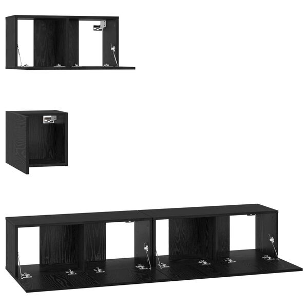 vidaXL Σετ TV Άλλο με αποθήκευση με πόρτα 4 pcs Μαύρη Δρυς 80 x 30 x 30 εκ.