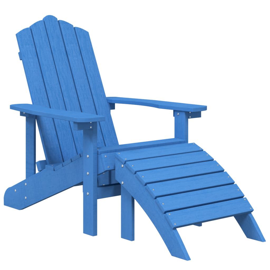 vidaXL Καρέκλες Κήπου Adirondack 2 τεμ. Γαλάζιες από HDPE με Υποπόδια